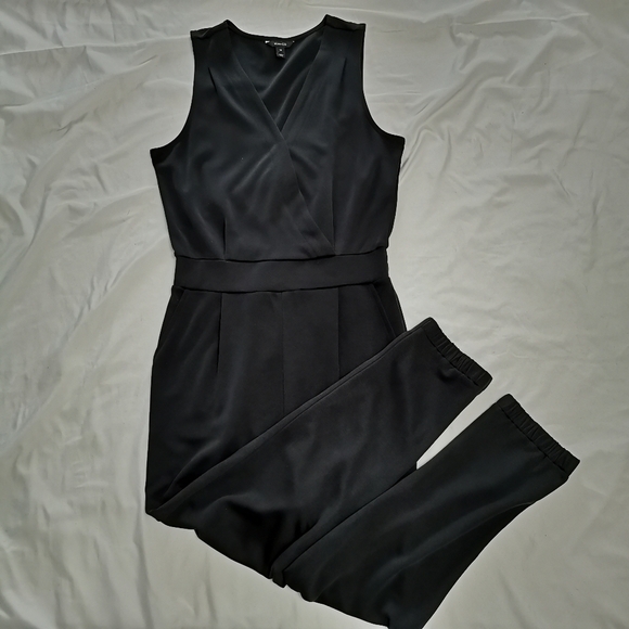 RW&CO. Pants - RW&CO Faux Wrap Tapered Leg Jumpsuit Black Small Petite (SP)